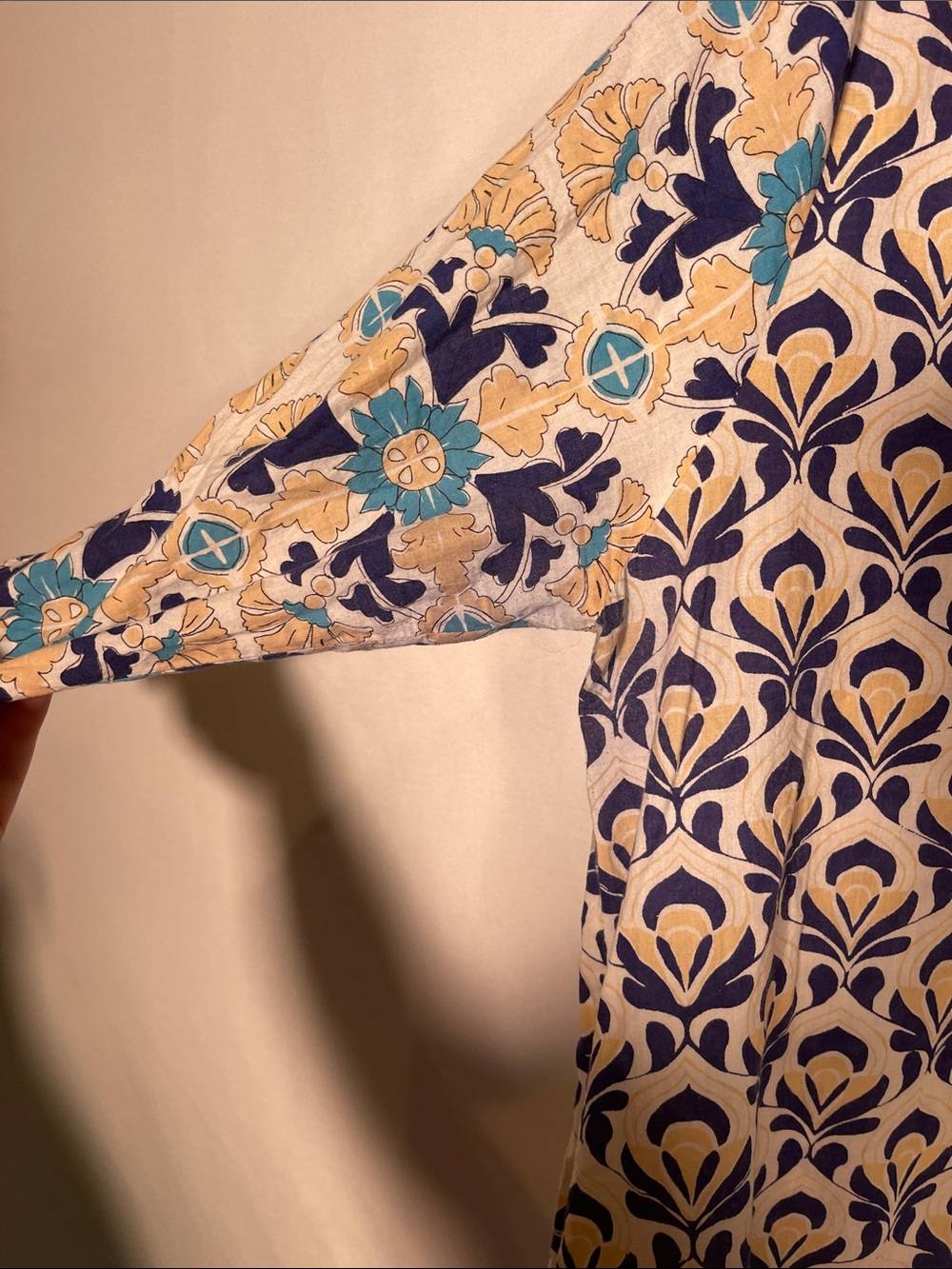 RO’S GARDEN TUCKERNUCK WOMENS MIDI DRESS BLUE GEOMETRIC COTTON XL - Picture 8 of 9